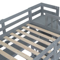 Twin Over Twin Castle Style Bunk Bed With 2 Drawers 3 Shelves And Slide Gray Gray Solid Wood