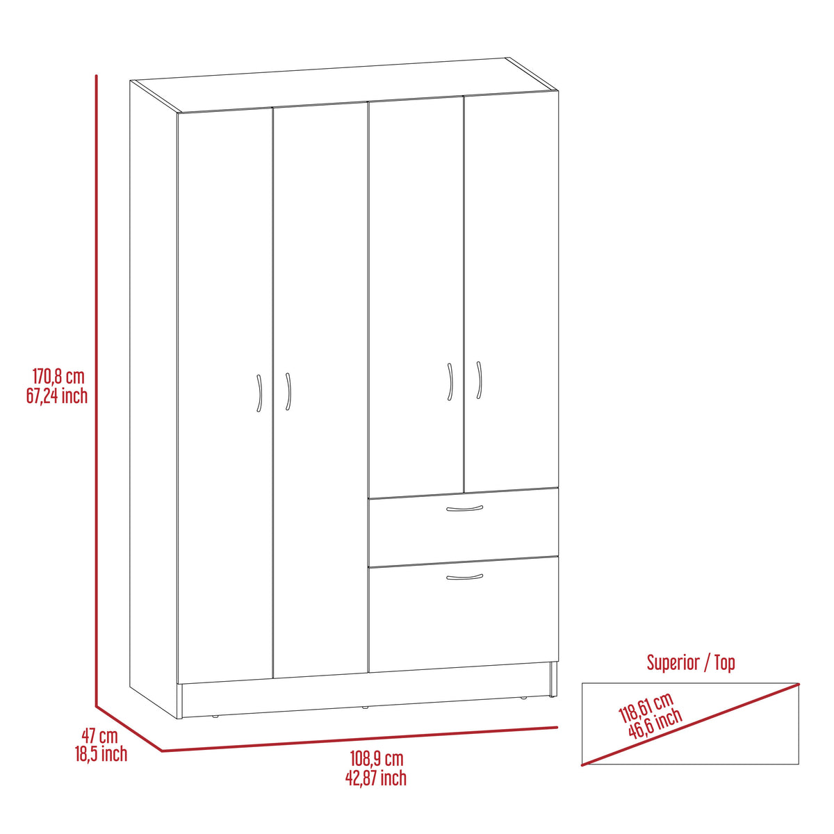 Armoire Alpes, Bedroom, Black White White Black Particle Board Particle Board
