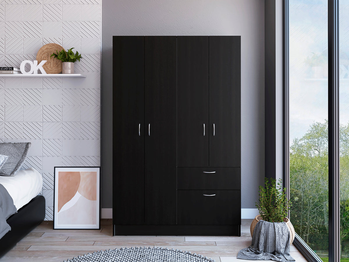 Armoire Alpes, Bedroom, Black White White Black Particle Board Particle Board