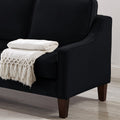 Modern Loveseat Sofa For Living Room, Upholstered Velvet Small Couch With Wooden Legs For Livingroom Bedroom, Black Black Espresso Velvet Wood Primary Living Space Medium Soft Cushion Back American Design Rubberwood Square Arms Foam Velvet 2 Seat