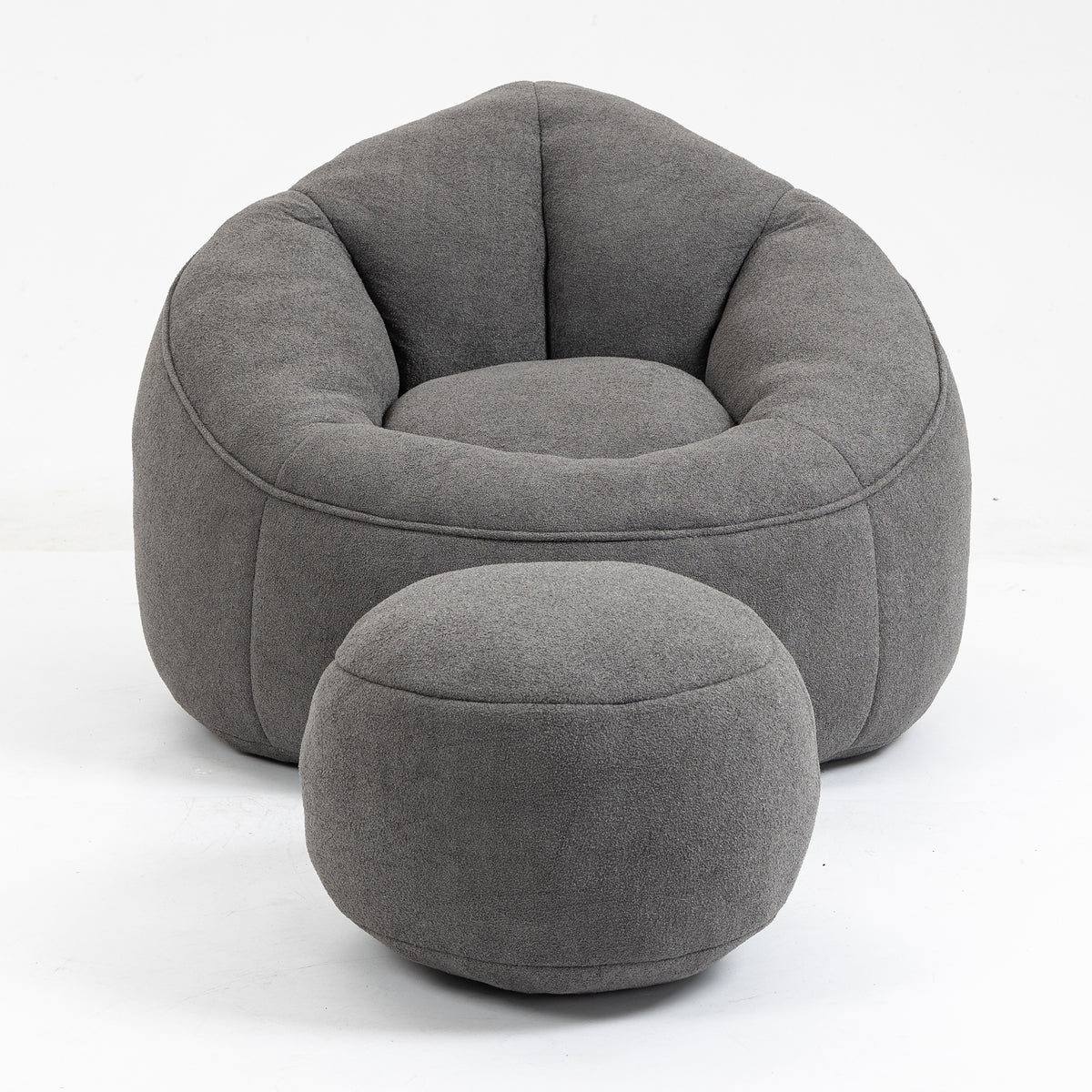 Bedding Bean Bag Sofa Chair High Pressure Foam Bean Bag Chair Adult Material With Padded Foam Padding Compressed Bean Bag With Footrest Grey Microfiber