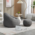 Bedding Bean Bag Sofa Chair High Pressure Foam Bean Bag Chair Adult Material With Padded Foam Padding Compressed Bean Bag With Footrest Grey Microfiber