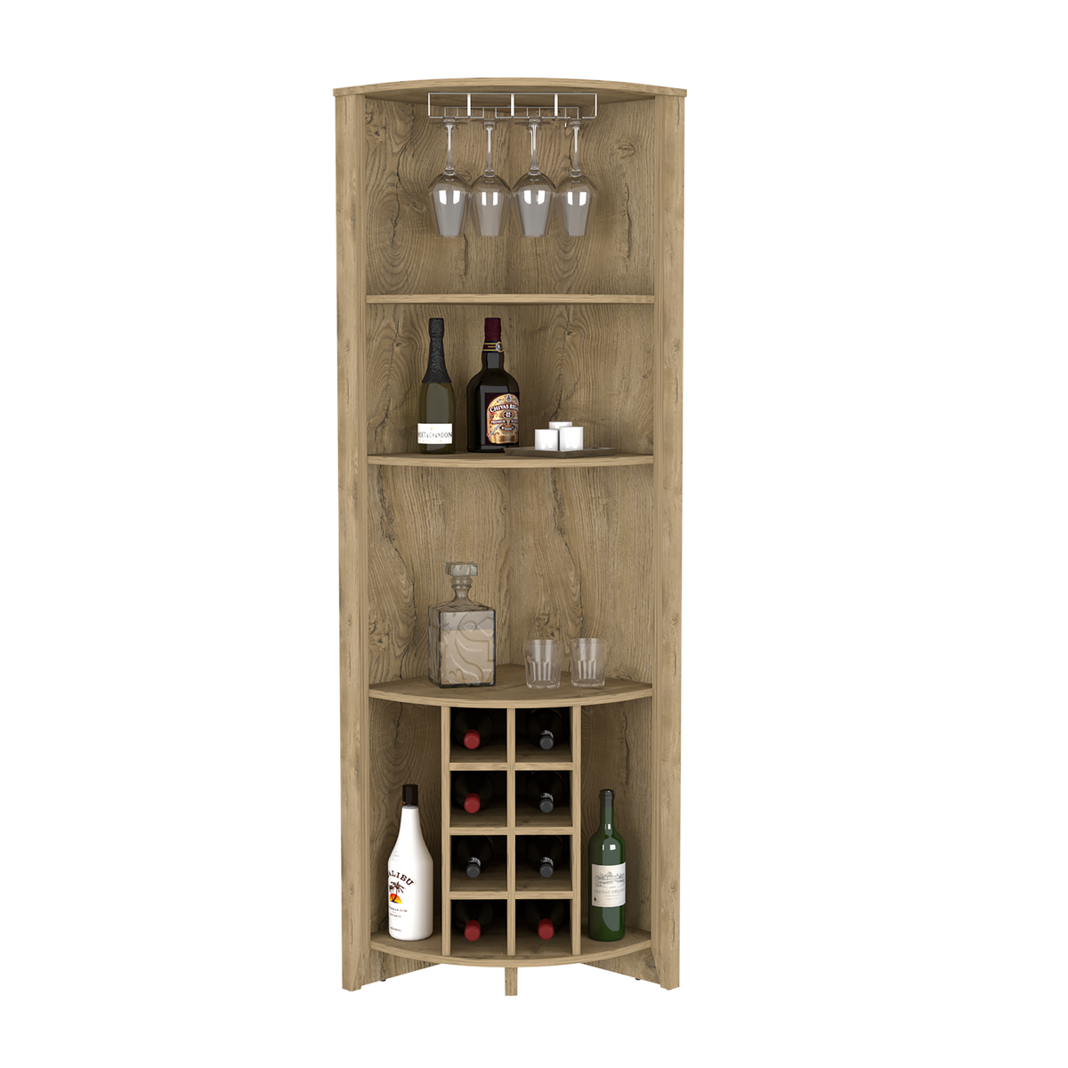 Corner Bar Cabinet Castle, Living Room, Aged Oak Beige Particle Board Particle Board