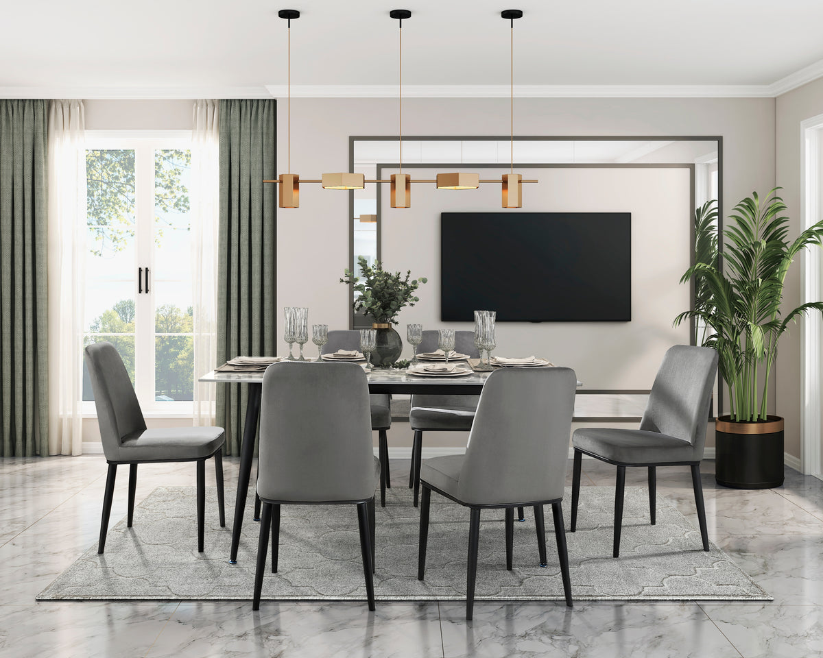 Sleek Design Gray Velvet Side Chairs Set Of 2 Modern Dining Furniture Black Metal Legs Gray Dining Room Contemporary,Modern Side Chair Metal