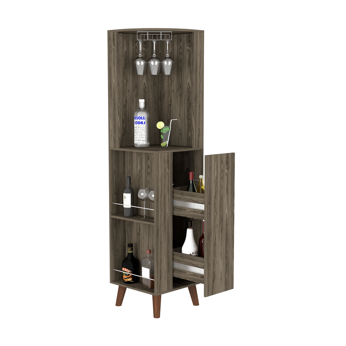 Corner Bar Cabinet Plex, Living Room, Dark Brown Dark Brown Particle Board Particle Board