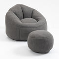 Bedding Bean Bag Sofa Chair High Pressure Foam Bean Bag Chair Adult Material With Padded Foam Padding Compressed Bean Bag With Footrest Grey Microfiber