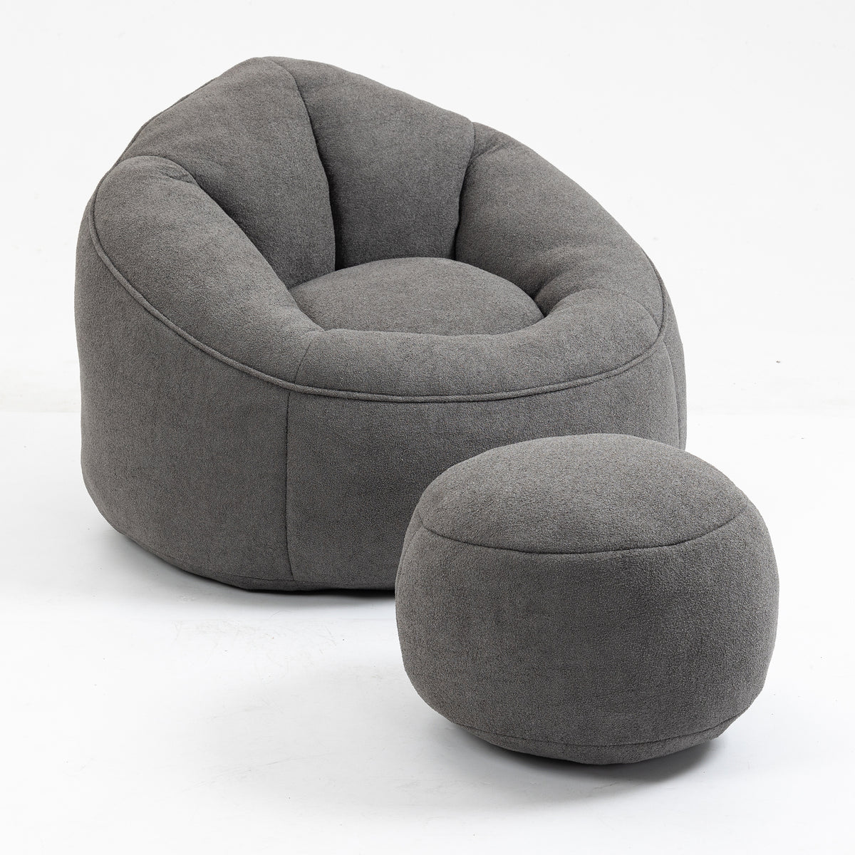 Bedding Bean Bag Sofa Chair High Pressure Foam Bean Bag Chair Adult Material With Padded Foam Padding Compressed Bean Bag With Footrest Grey Microfiber