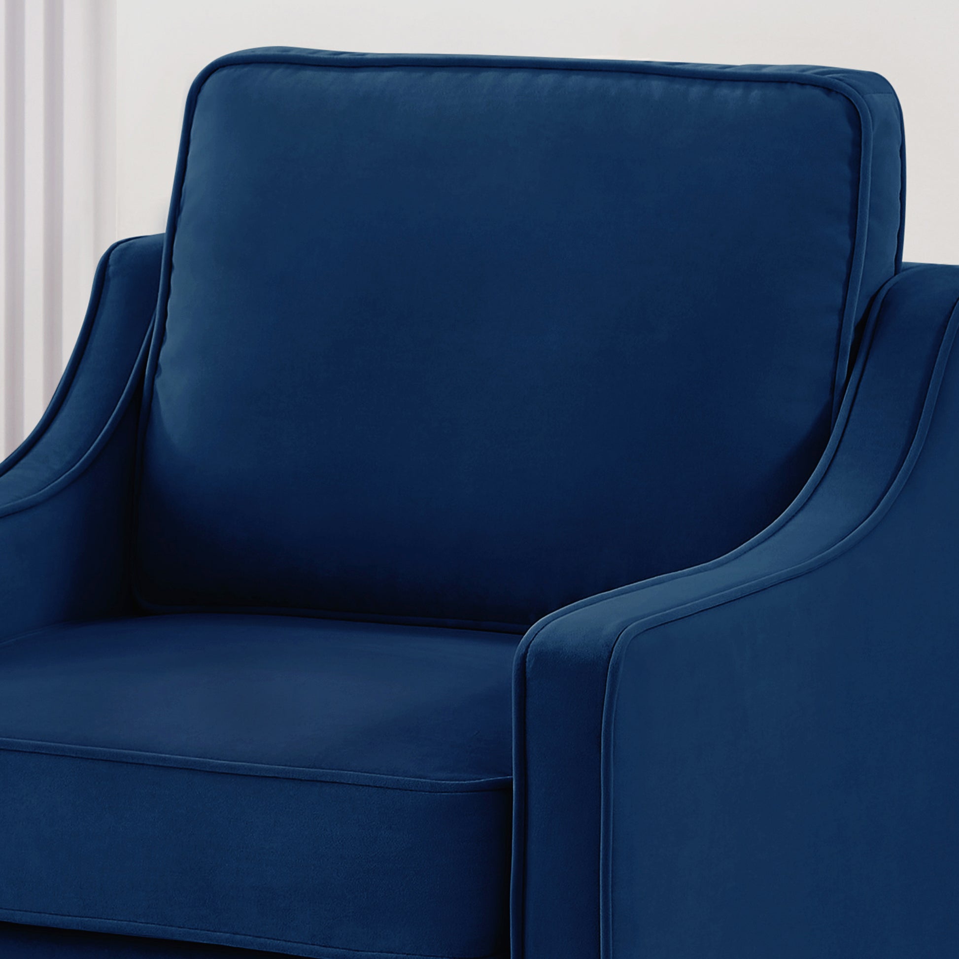 Modern 3 Person Seat Sofa Couch With Scooped Armrest Wood Legs,Upholstered Velvet 3 Seat Sofa With Removable Cushions For Livingrooom Bedroom,Navy Navy Espresso Velvet Wood Primary Living Space Medium Soft Cushion Back American Design Rubberwood Square