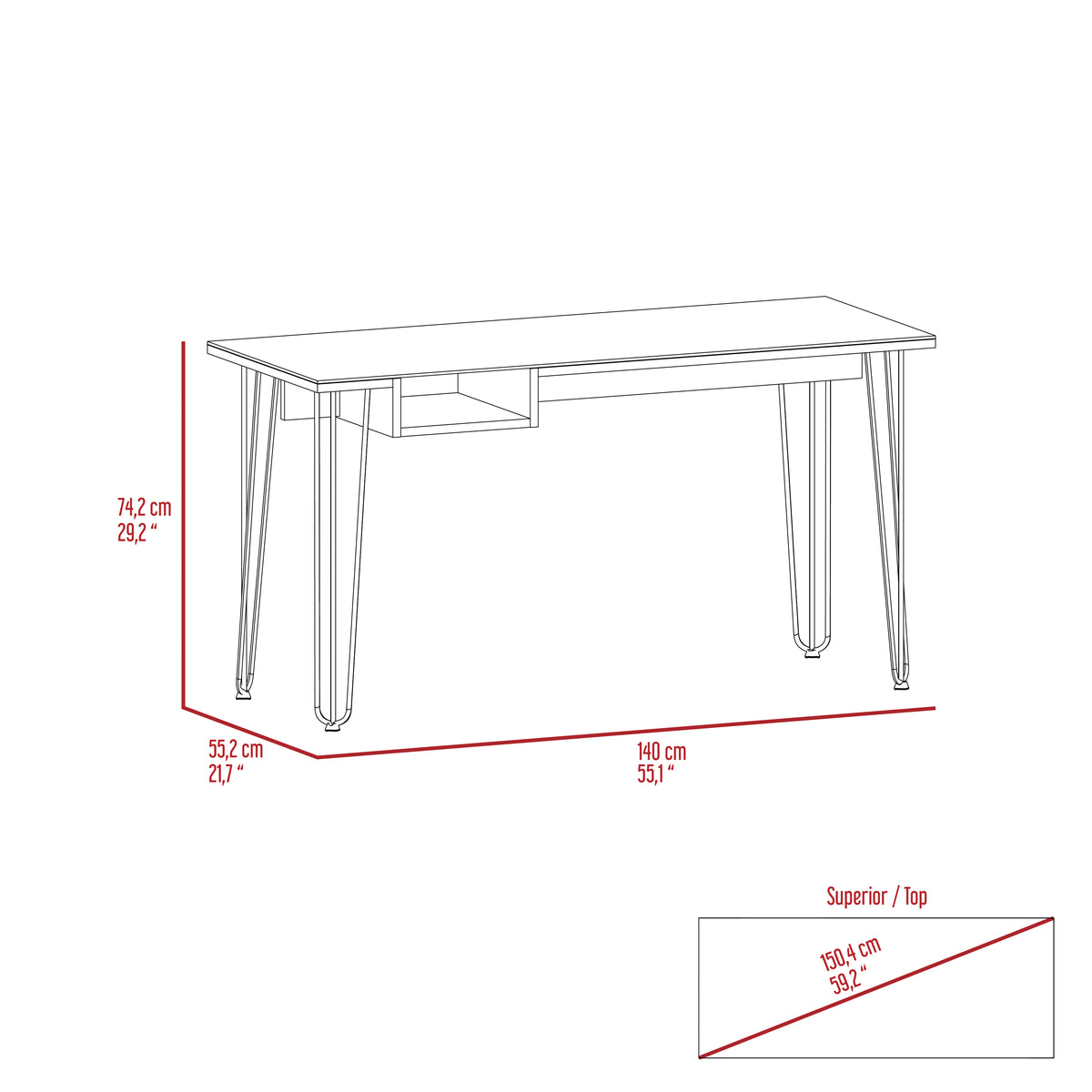 Desk Rolo140, Office, Mahogany Mahogany Particle Board Particle Board