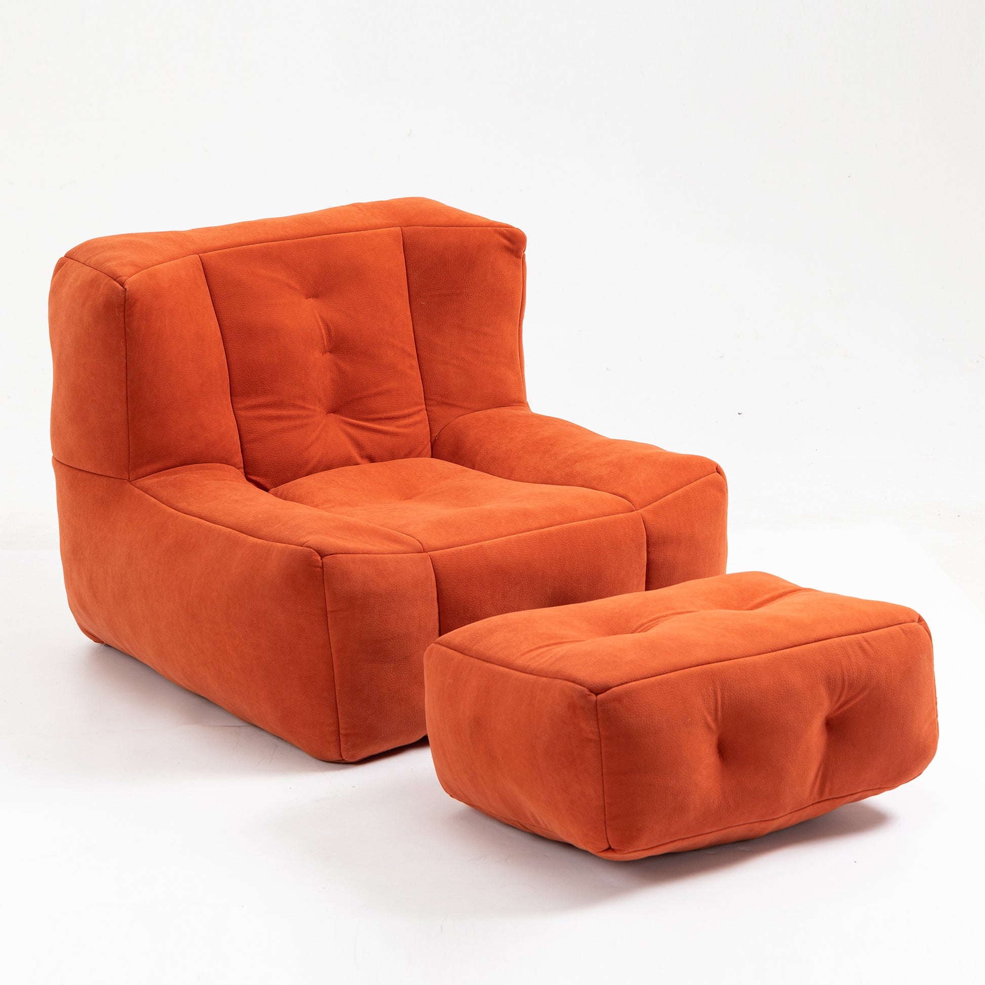 Fluffy Bean Bag Chair, Comfortable Bean Bag For Adults And Children, Super Soft Lazy Sofa Chair With Memory Foam And Ottoman, Indoor Modern Focus Bean Bag Chair For Living Room, Bedroom, Apartment Red Velvet