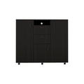 Double Door Cabinet Dresser Quizz, Bedroom, Black Black Particle Board Particle Board