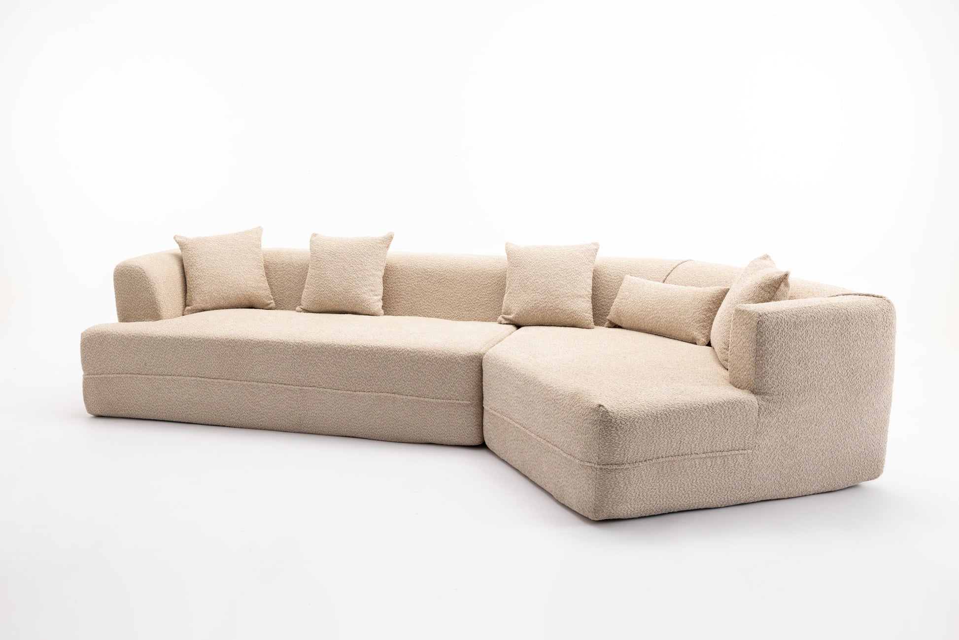 Modular Living Room Sofa Set, Modern Minimalist Style Sofa, Salon Upholstered Sleeper Sofa, 2 Pc Free Combination, Round Fiber Fabric, Anti Wrinkle Fabric, Brown Light Brown Polyester Primary Living Space Medium Soft Tight Back Flared Arms Fiber Foam
