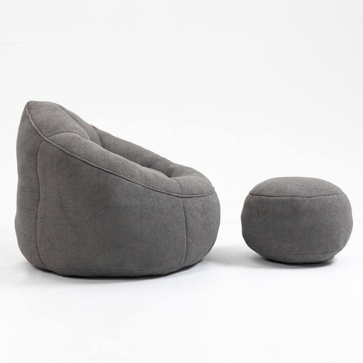 Bedding Bean Bag Sofa Chair High Pressure Foam Bean Bag Chair Adult Material With Padded Foam Padding Compressed Bean Bag With Footrest Grey Microfiber