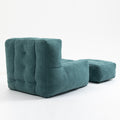 Fluffy Bean Bag Chair, Comfortable Bean Bag For Adults And Children, Super Soft Lazy Sofa Chair With Memory Foam And Ottoman, Indoor Modern Focus Bean Bag Chair For Living Room, Bedroom, Apartment Green Velvet