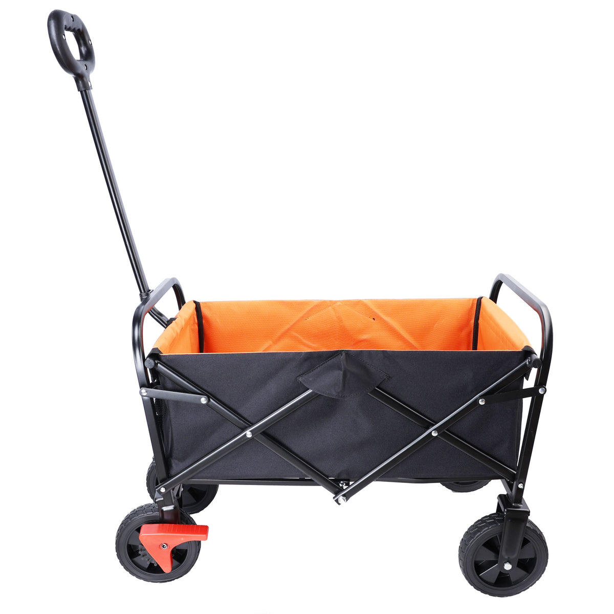 Mini Folding Wagon Garden Shopping Beach Cart Brake Orange Black Beige Yellow Metal