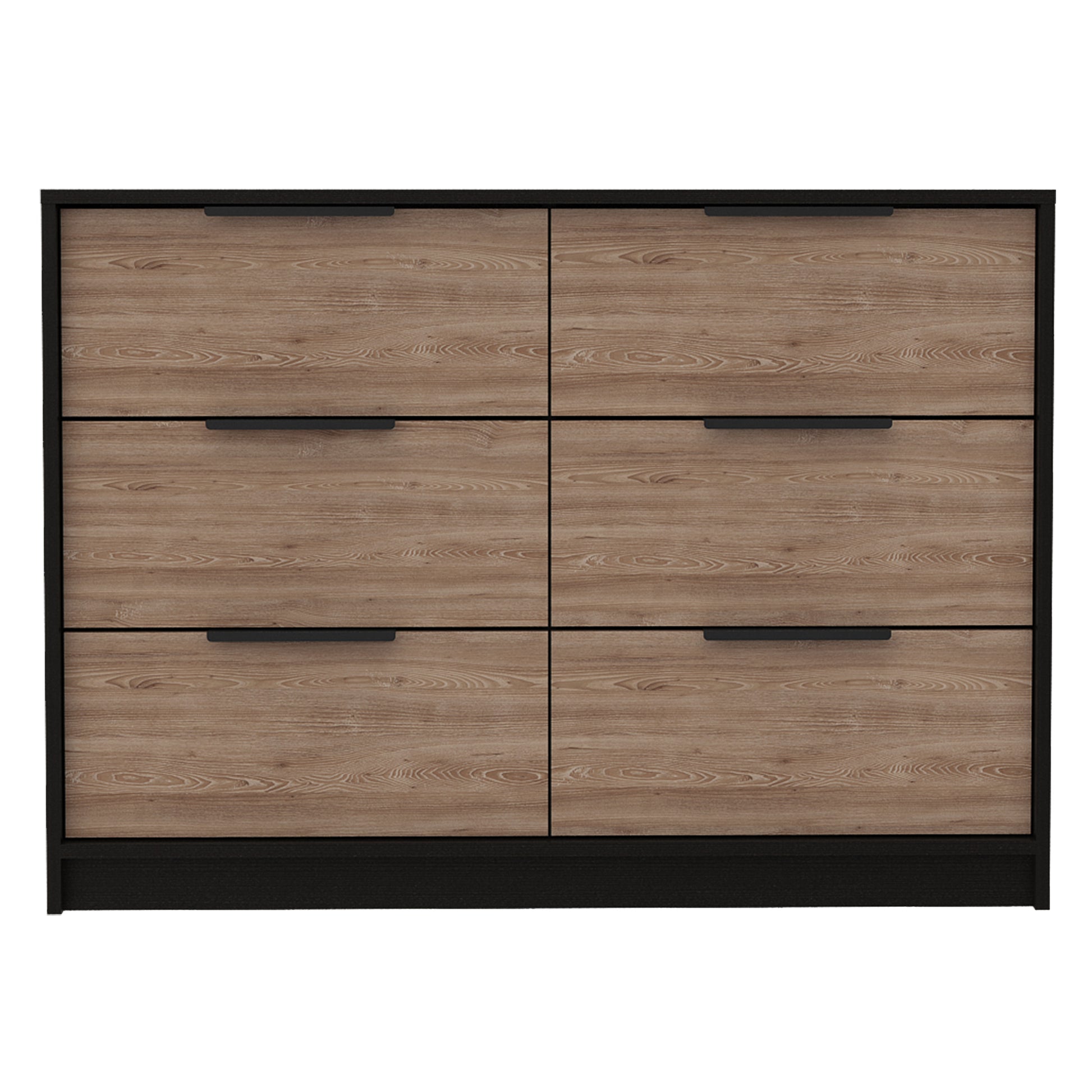 4 Drawer Double Dresser Maryland, Bedroom, Black Pine Multicolor Particle Board Particle Board