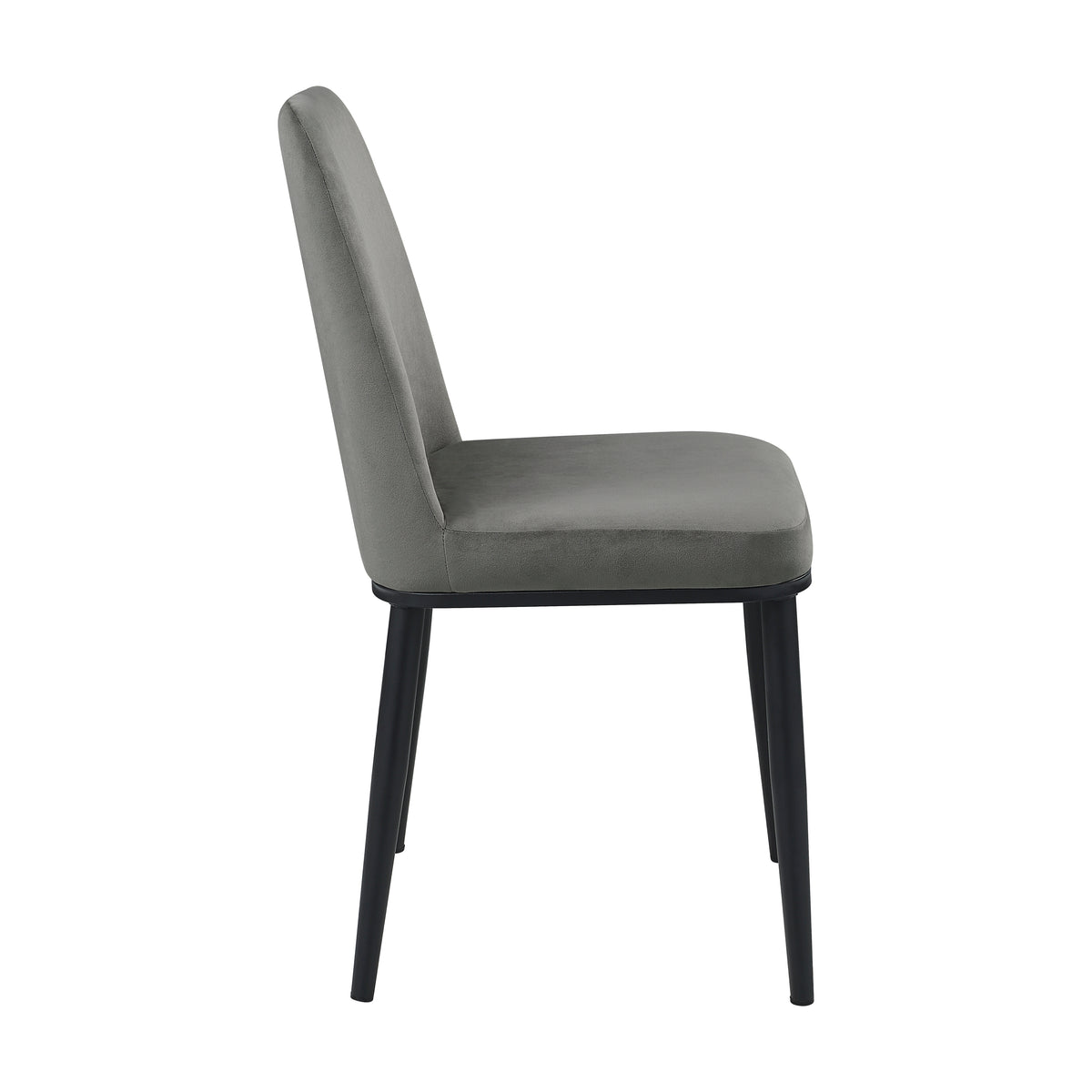 Sleek Design Gray Velvet Side Chairs Set Of 2 Modern Dining Furniture Black Metal Legs Gray Dining Room Contemporary,Modern Side Chair Metal