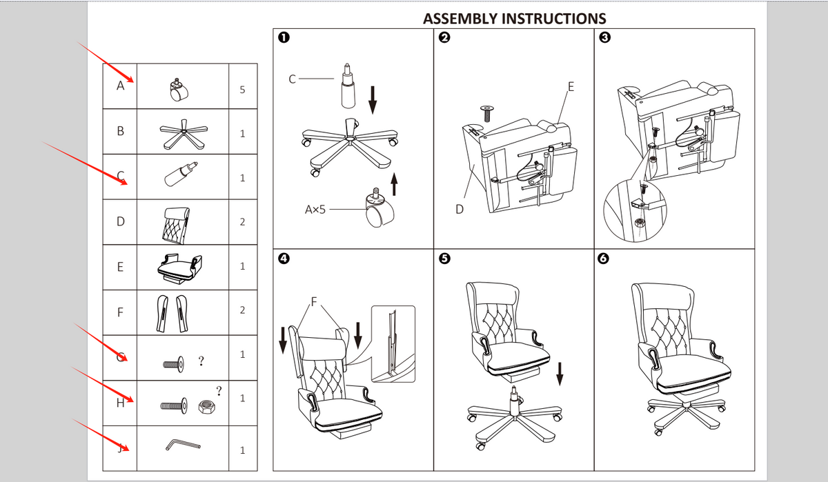 Accessories Of Office Chair Acghj Black Steel