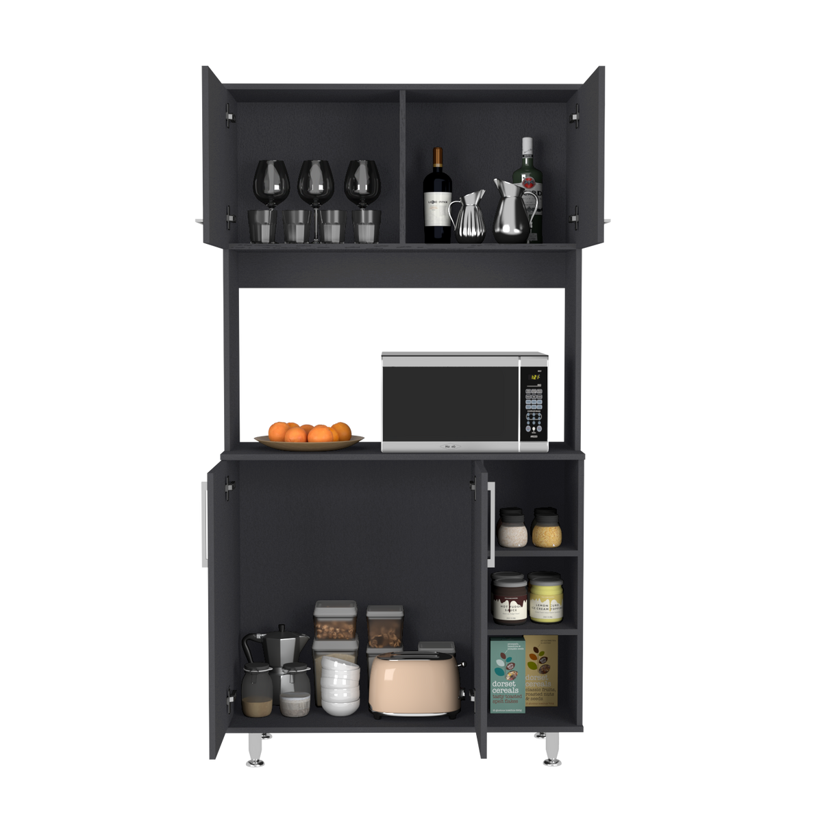 Pantry Cabinet Delaware, Kitchen, Black Black Particle Board Particle Board
