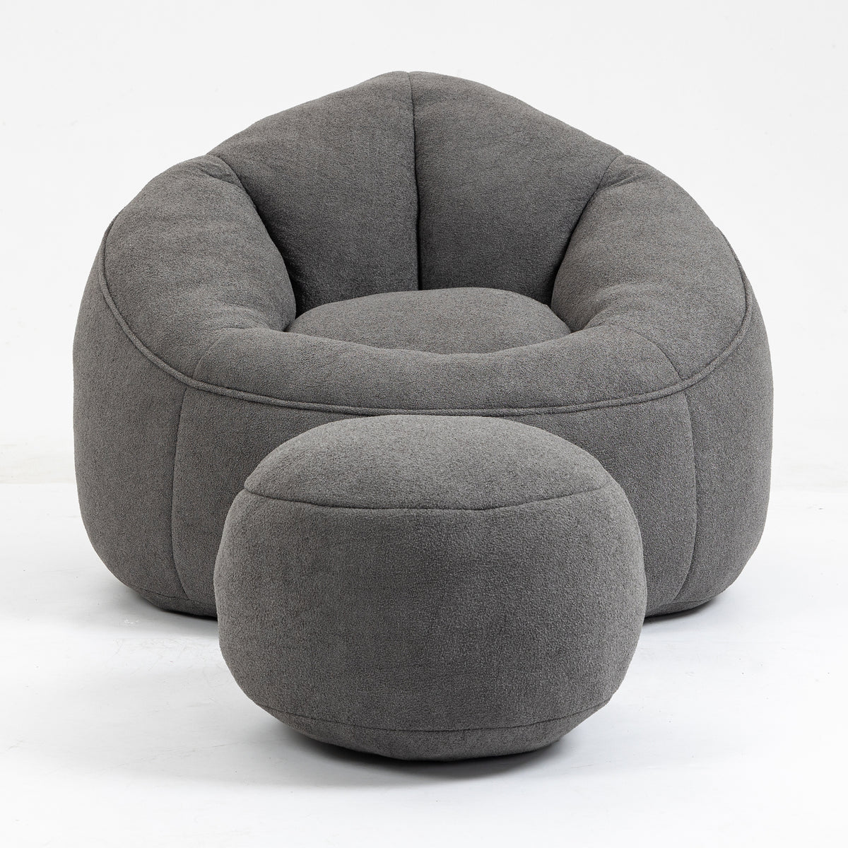 Bedding Bean Bag Sofa Chair High Pressure Foam Bean Bag Chair Adult Material With Padded Foam Padding Compressed Bean Bag With Footrest Grey Microfiber