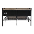 Full Size Metal Platform Bed Frame With Upholstery Storage Function Headboardand Usb Liner And Footboard With Drawersno Box Spring Needed, Large Under Bed Storage, Easy Assemble Black Grey Mdf Metal