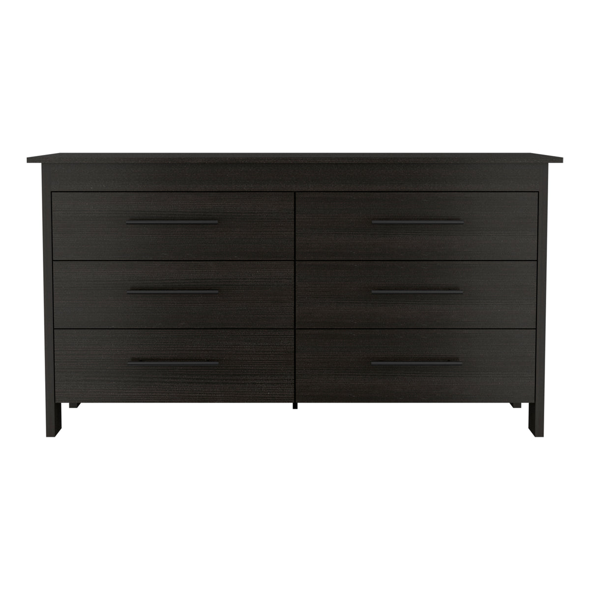 6 Drawer Double Dresser Wezz, Bedroom, Black Black Particle Board Particle Board