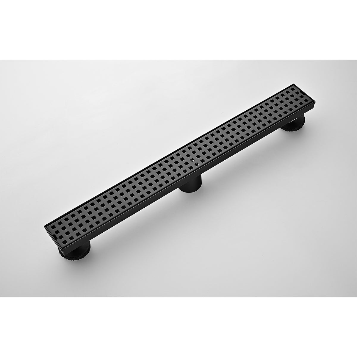 24 Inches Linear Shower Drain, Included Hair Strainer And Leveling Feet Matte Black Stainless Steel