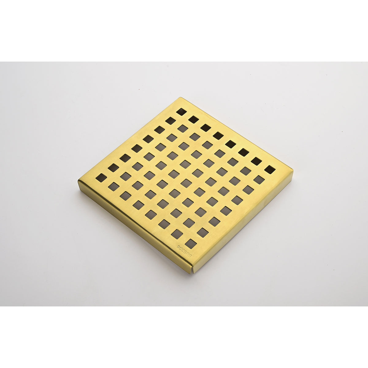 6 Inch Grid Shower Floor Drain Brushed Gold Stainless Steel