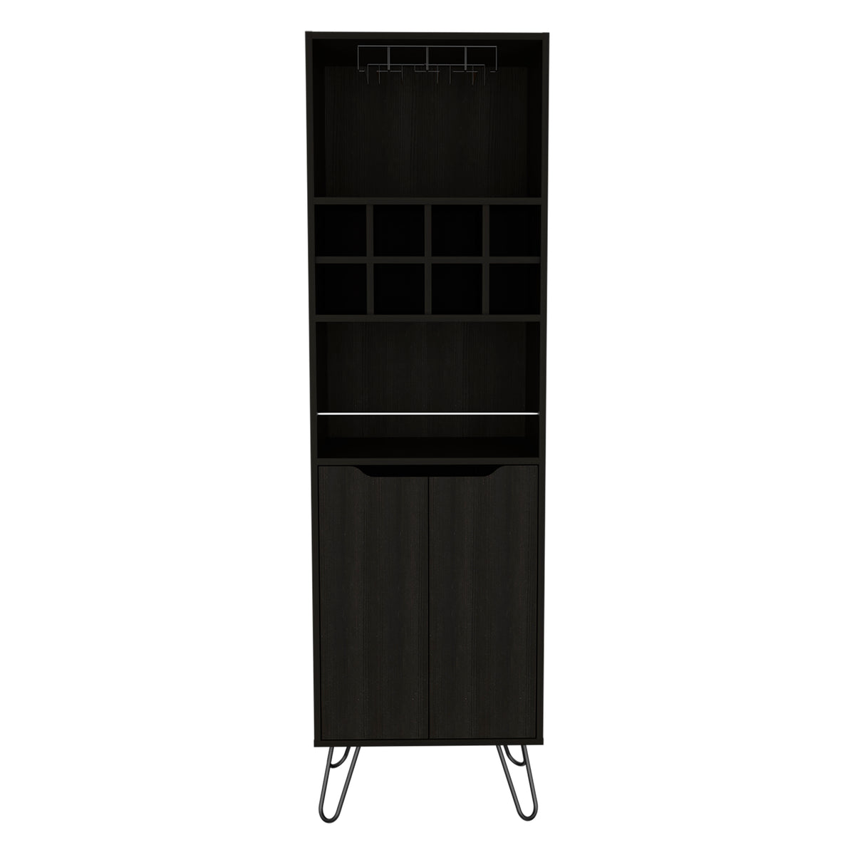 H Bar Cabinet Silhill, Living Room, Black Black Particle Board Particle Board