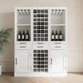 Brown Walnut Color Modular Wine Bar Cabinet With Storage Shelves With Hutch For Dining Room White Mdf