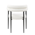 Woker Dining Chairs Set Of 2, Mid Century Modern Dining Chairs, Kitchen Dining Room Chairs, Round Boucle Backrest Sherpa Dining Chair With Black Metal Legs Iron White Black Dining Room Foam Round Dining Chairs Foam Metal