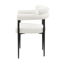Woker Dining Chairs Set Of 2, Mid Century Modern Dining Chairs, Kitchen Dining Room Chairs, Round Boucle Backrest Sherpa Dining Chair With Black Metal Legs Iron White Black Dining Room Foam Round Dining Chairs Foam Metal