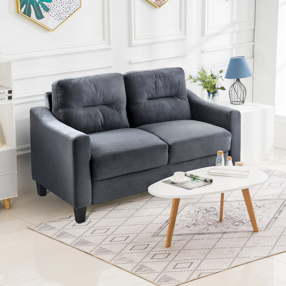 Couch Comfortable Sectional Couches And Sofas For Living Room Bedroom Office Small Space Black Velvet 2 Seat