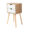 Set Of 2 Wooden Modern Nightstand With 2 Drawers And 4 Solid Splayed Legs, Living Room Bedroom Furniture White White Mdf