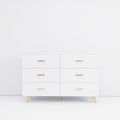 High Glossy Surface 6 Drawers Chest Of Drawer With Golden Handle And Golden Steel Legs White Color Vanity White Bedroom Modern Engineered Wood
