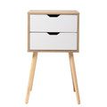 Set Of 2 Wooden Modern Nightstand With 2 Drawers And 4 Solid Splayed Legs, Living Room Bedroom Furniture White White Mdf