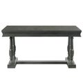 7 Piece Dining Table With 4 Trestle Base And 6 Upholstered Chairs With Slightly Curve And Ergonomic Seat Back Gray Upholstered Chair Wood Gray Seats 6 Wood Dining Room Distressed Finish American Design,Antique Trestle Rectangular Dining Table With Chair