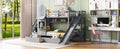 Twin Over Twin Castle Style Bunk Bed With 2 Drawers 3 Shelves And Slide Gray Gray Solid Wood