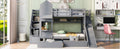 Twin Over Twin Castle Style Bunk Bed With 2 Drawers 3 Shelves And Slide Gray Gray Solid Wood