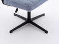 Armless Office Desk Chair No Wheels, Blue Blue Foam Polyester Blend