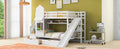 Twin Over Twin Castle Style Bunk Bed With 2 Drawers 3 Shelves And Slide White White Solid Wood