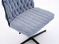 Armless Office Desk Chair No Wheels, Blue Blue Foam Polyester Blend