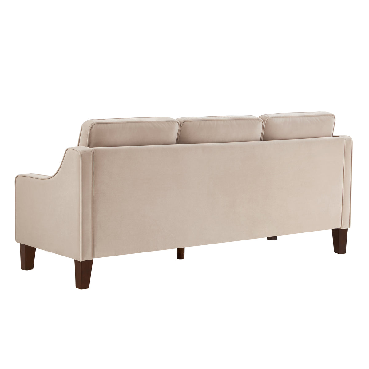 Modern 3 Person Seat Sofa Couch With Scooped Armrest Wood Legs,Upholstered Velvet 3 Seat Sofa With Removable Cushions For Livingroom Bedroom,Taupe Taupe Espresso Velvet Wood Primary Living Space Medium Soft Cushion Back American Design Rubberwood Square