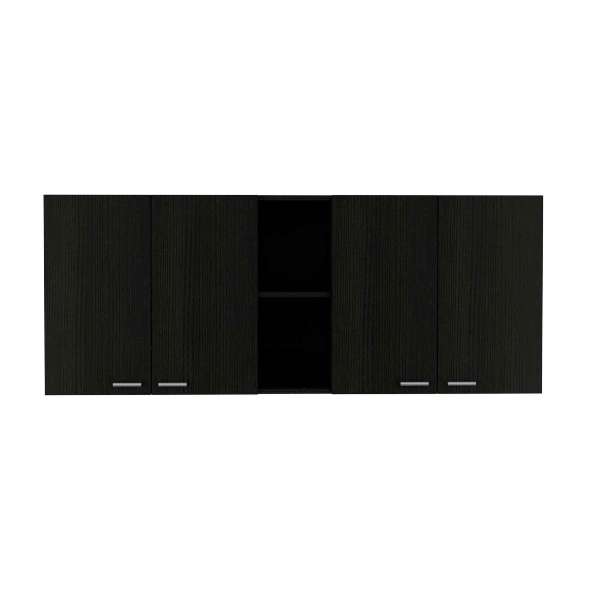 Winslow 150" Wall Cabinet, Four Doors, Two Divisions, Two Shelves Black Espresso Kitchen Industrial,Modern Pine Pine Cabinets Included Engineered Wood