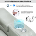 Pu Leather Power Recliner Individual Seat Home Theater Recliner With Cooling Cup Holder, Bluetooth Speaker, Led Lights, Usb Ports, Tray Table, Arm Storage For Living Room, Grey Grey Foam Pu