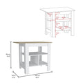 Lisbon Kitchen Island, 3 Tier Shelf And Large Workstation Multicolor Mdf Engineered Wood