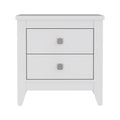Breeze Four Legged Modern Bedroom Nightstand, With Two Drawers White Mdf Engineered Wood