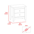 Breeze Four Legged Modern Bedroom Nightstand, With Two Drawers White Mdf Engineered Wood