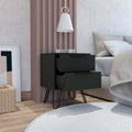 Nuvo 2 Nightstand,Two Drawers, Hairpin Legs Black Mdf Engineered Wood