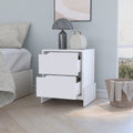 Lovell Nightstand With Sturdy Base And 2 Drawers White Mdf Engineered Wood